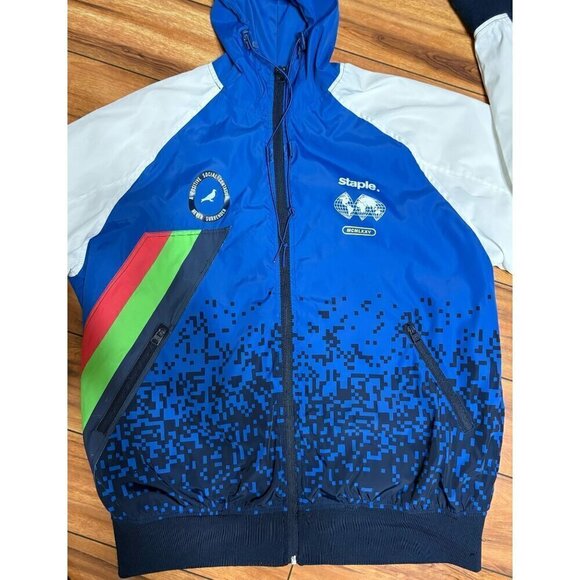 Staple Mens Large Hooded Full-Zip Windbreaker Jacket  Graphic Design Multicolor - Picture 2 of 12
